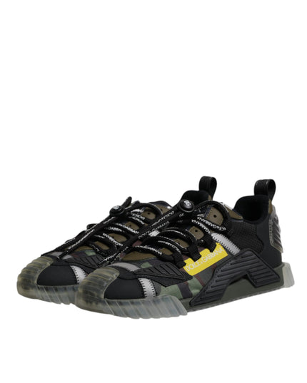 Dolce & Gabbana Black Green Camo NS1 Low Top Sneakers Shoes