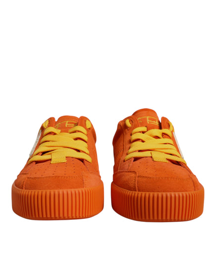 Dolce & Gabbana Orange Miami Leather Low Top Sneakers Shoes