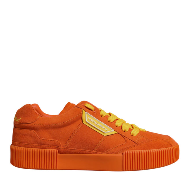 Dolce & Gabbana Orange Miami Leather Low Top Sneakers Shoes