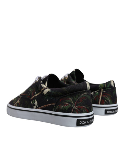 Dolce & Gabbana Black Tropical Print Low Top Sneakers Shoes