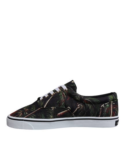 Dolce & Gabbana Black Tropical Print Low Top Sneakers Shoes