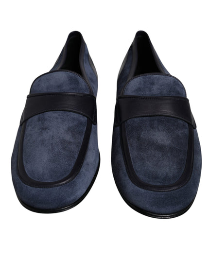 Dolce & Gabbana Blue Suede Leather Shoes Loafer Moccasin Shoes