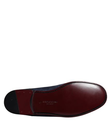 Dolce & Gabbana Blue Suede Leather Shoes Loafer Moccasin Shoes