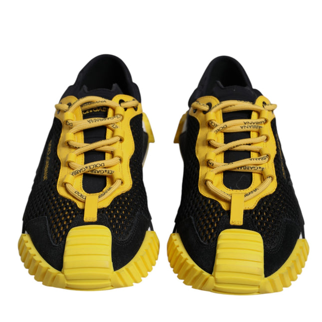 Dolce & Gabbana Black Yellow Low Top NS1 Sneakers Shoes