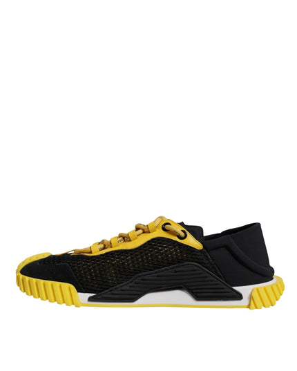 Dolce & Gabbana Black Yellow Low Top NS1 Sneakers Shoes
