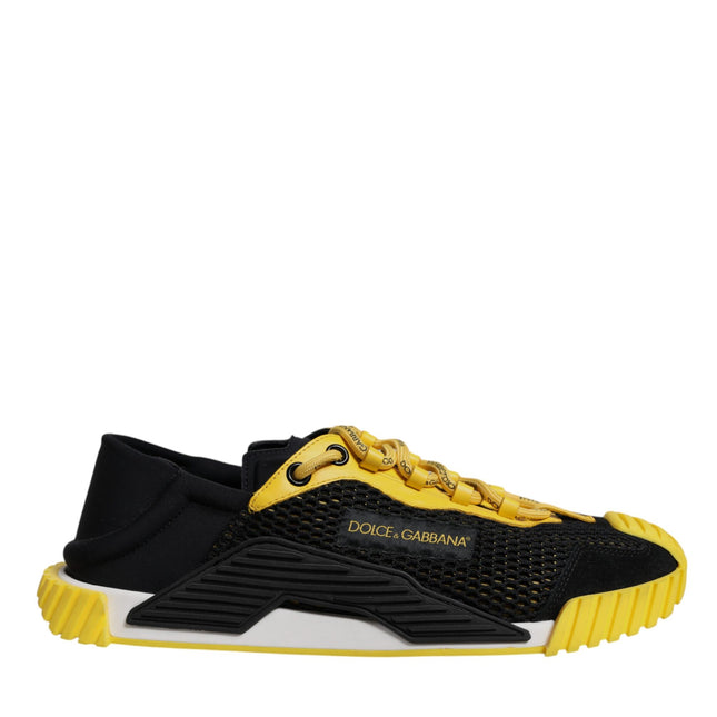Dolce & Gabbana Black Yellow Low Top NS1 Sneakers Shoes