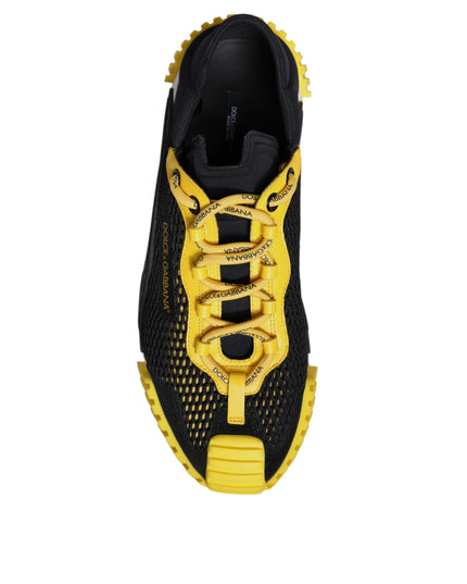 Dolce & Gabbana Black Yellow Low Top NS1 Sneakers Shoes