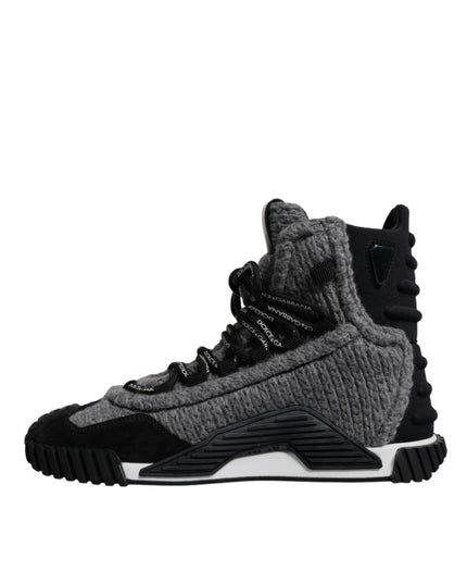 Dolce & Gabbana Gray Black NS1 High Top Boots Sneakers Shoes