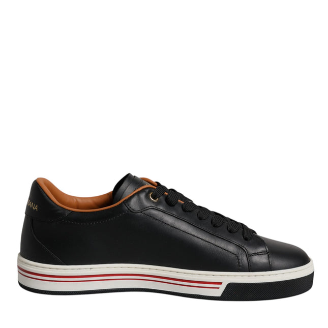 Dolce & Gabbana Black Leather Low Top Men Sneakers Shoes