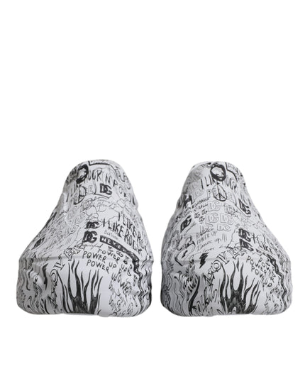 Dolce & Gabbana White Black Graffiti Daymaster Sneakers Shoes