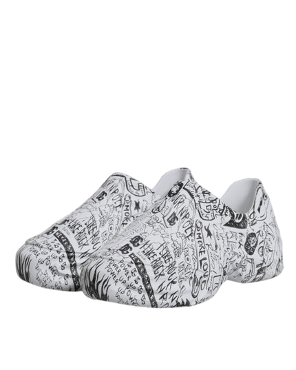 Dolce & Gabbana White Black Graffiti Daymaster Sneakers Shoes