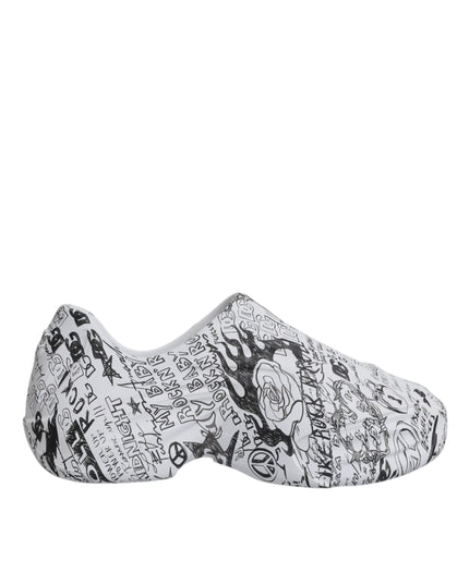 Dolce & Gabbana White Black Graffiti Daymaster Sneakers Shoes