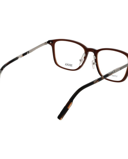 Ermenegildo Zegna Brown Plastic & Titanium Glasses (Frames)