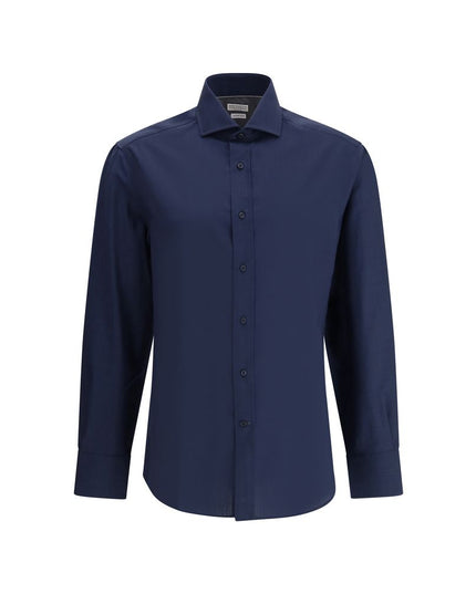 Brunello Cucinelli Blue Cotton Shirt