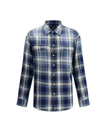 Dsquared² Blue Cotton Pattern Shirt