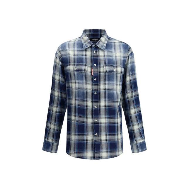 Dsquared² Blue Cotton Pattern Shirt