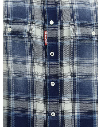Dsquared² Blue Cotton Pattern Shirt