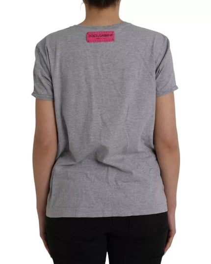 Dolce & Gabbana Gray Cotton L'Amore E'Bellezza Top T-shirt