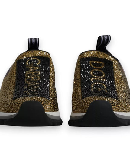 Dolce & Gabbana Gold Rhinestones Sorrento Sneakers Shoes