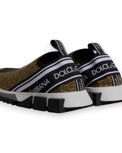 Dolce & Gabbana Gold Rhinestones Sorrento Sneakers Shoes