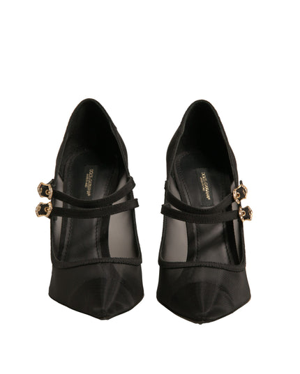 Dolce & Gabbana Black Mesh Mary Jane High Heels Pumps Shoes
