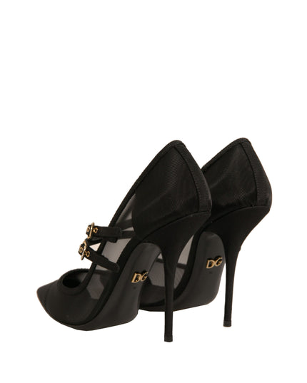 Dolce & Gabbana Black Mesh Mary Jane High Heels Pumps Shoes