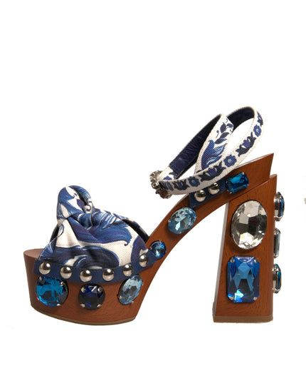 Dolce & Gabbana Multicolor Majolica Embellished Wedge Sandals Shoes