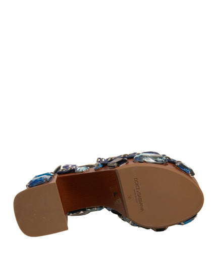 Dolce & Gabbana Multicolor Majolica Embellished Wedge Sandals Shoes