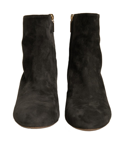 Dolce & Gabbana Black Embellished Heel Ankle Boots Shoes