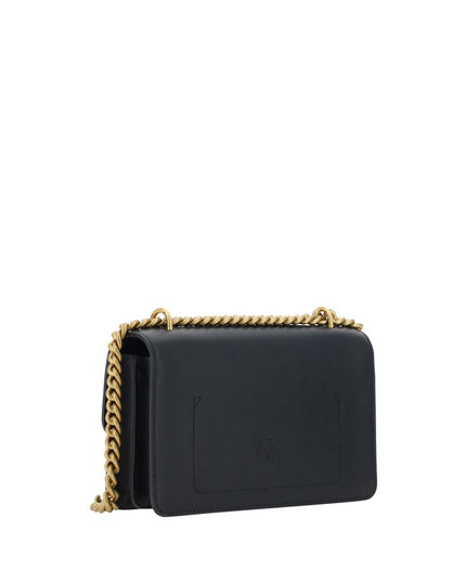 PINKO Black Calf Leather Bos Taurus Shoulder Bag