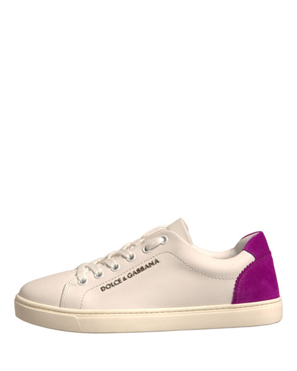 Dolce & Gabbana White Suede Leather Low Top Sneakers Shoes