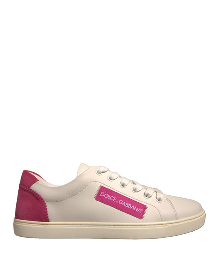 Dolce & Gabbana White Suede Leather Low Top Sneakers Shoes