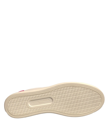 Dolce & Gabbana White Suede Leather Low Top Sneakers Shoes