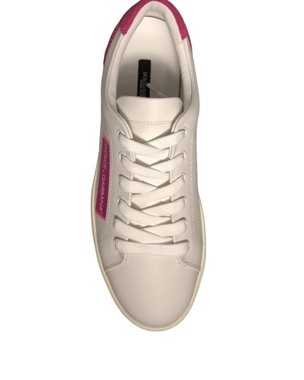 Dolce & Gabbana White Suede Leather Low Top Sneakers Shoes