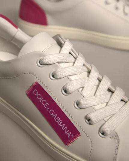 Dolce & Gabbana White Suede Leather Low Top Sneakers Shoes