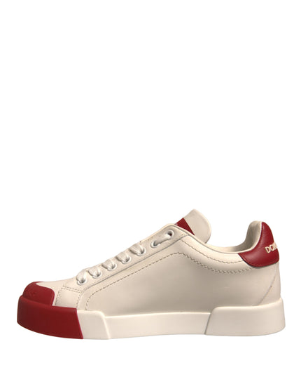 Dolce & Gabbana Shoes White Leather Logo Portofino Sneakers