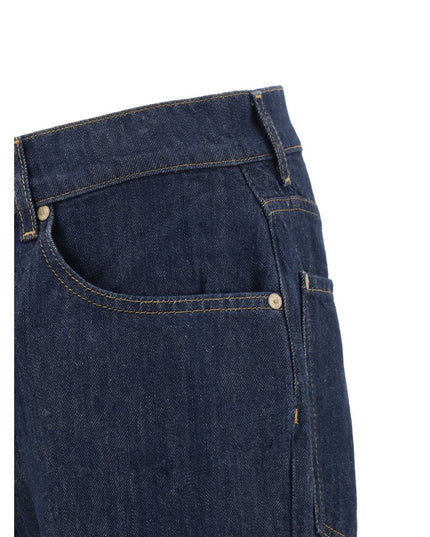 7FOR Blue Cotton Straight-Leg Jeans