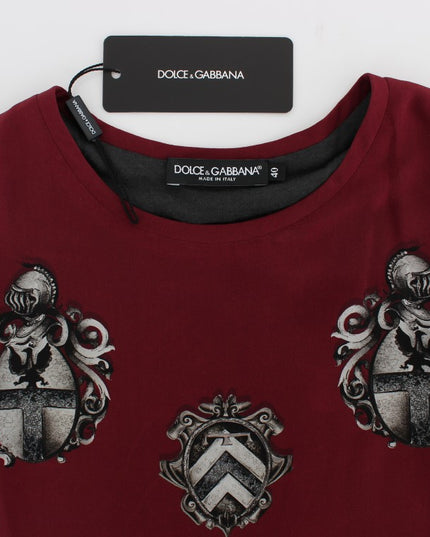 Dolce & Gabbana Red Knight Print Silk Blouse T-shirt