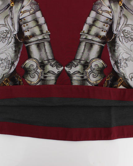 Dolce & Gabbana Red Knight Print Silk Blouse T-shirt