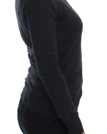 Dolce & Gabbana Gray Wool Button Cardigan Sweater