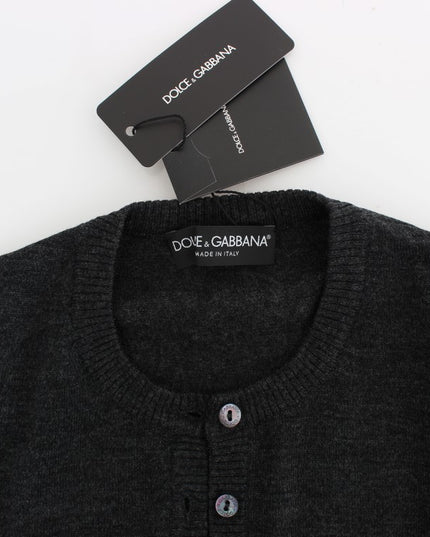 Dolce & Gabbana Gray Wool Button Cardigan Sweater