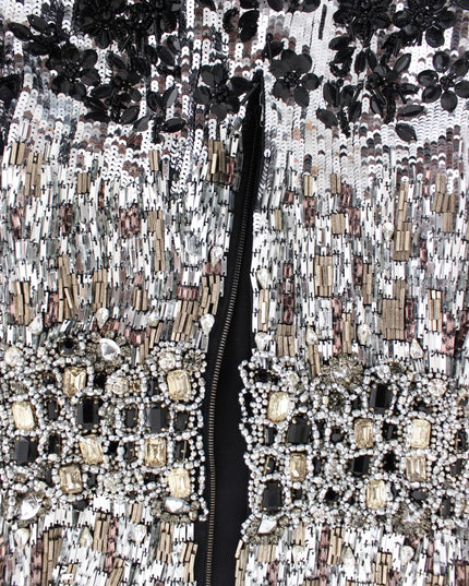 Dolce & Gabbana Crystal Silver Runway Handmade Dress