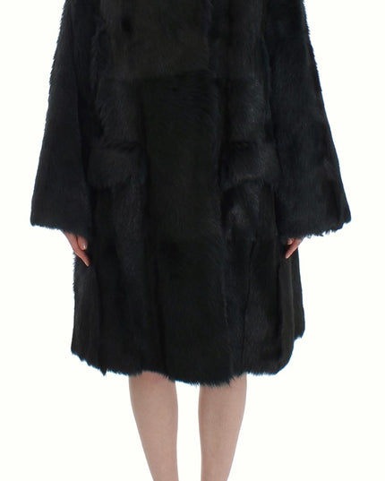 Dolce & Gabbana Black Goat Fur Shearling Long Jacket Coat