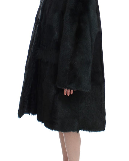 Dolce & Gabbana Black Goat Fur Shearling Long Jacket Coat