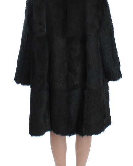 Dolce & Gabbana Black Goat Fur Shearling Long Jacket Coat