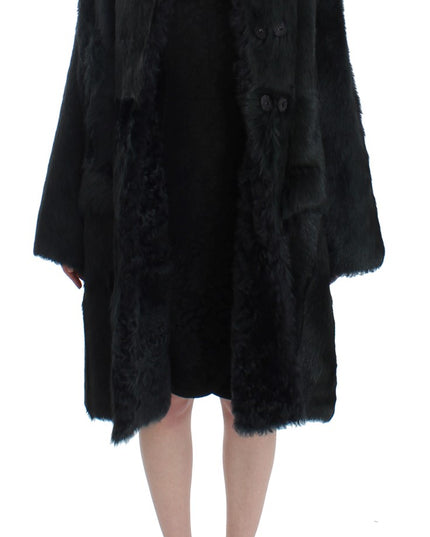 Dolce & Gabbana Black Goat Fur Shearling Long Jacket Coat