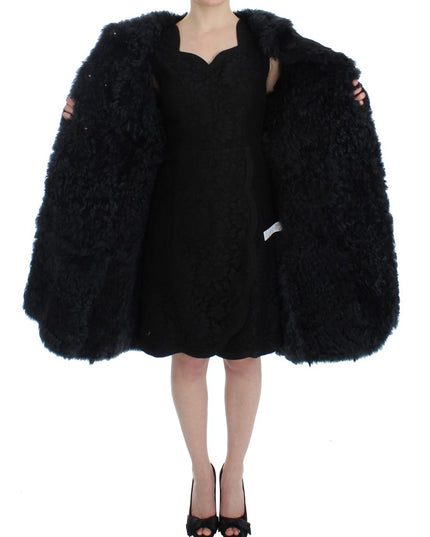 Dolce & Gabbana Black Goat Fur Shearling Long Jacket Coat