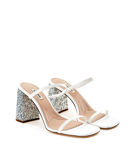 Miu Miu White Silk Sandal
