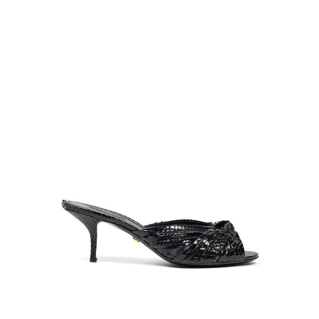 Dolce & Gabbana Black Snake Skin  Platform Sandals