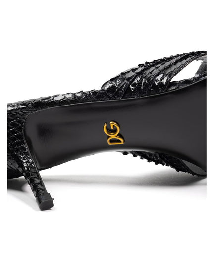 Dolce & Gabbana Black Snake Skin  Platform Sandals